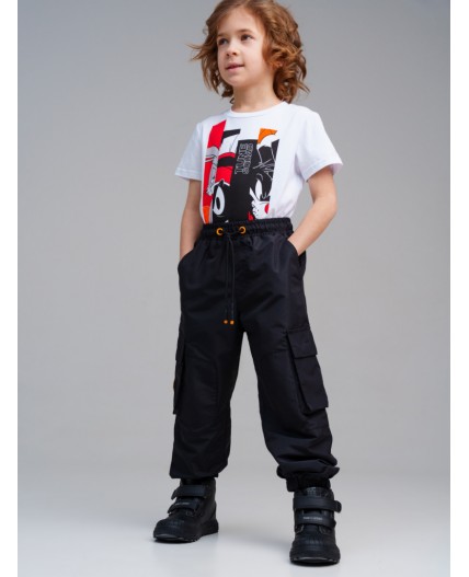 Брюки текстильные с полиуретановым покрытием для мальчиков черный