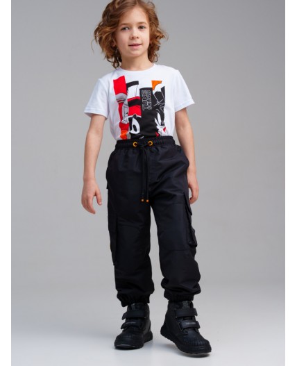 Брюки текстильные с полиуретановым покрытием для мальчиков черный