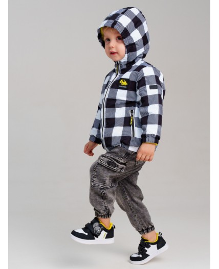 Куртка детская текстильная с полиуретановым покрытием для мальчиков черный,белый