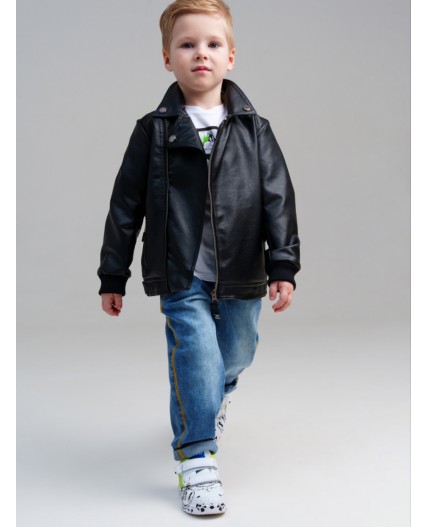 Куртка кожаная для мальчиков черный