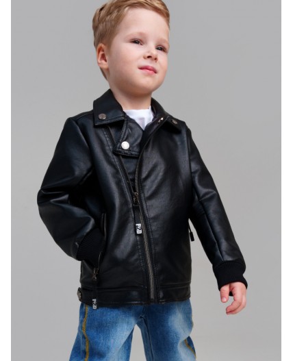 Куртка кожаная для мальчиков черный