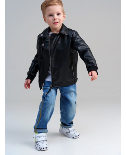 Куртка кожаная для мальчиков черный