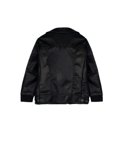 Куртка кожаная для мальчиков черный