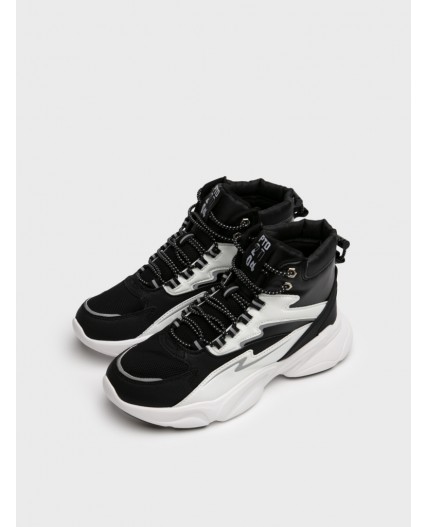 Ботинки для мальчиков черный,белый,серебряный