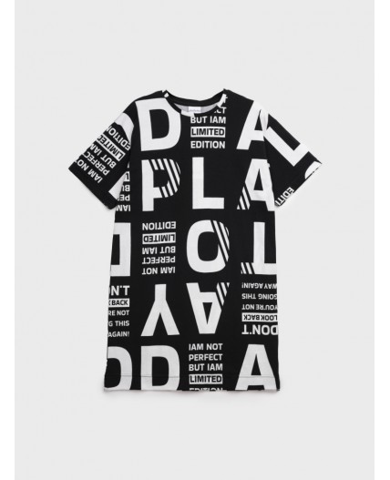 Платье трикотажное для девочек черный,белый