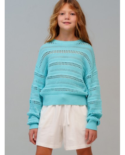 Джемпер трикотажный для девочек голубой