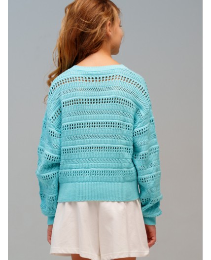 Джемпер трикотажный для девочек голубой