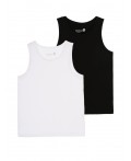 Майка трикотажная для мальчиков, 2 шт в комплекте черный,белый