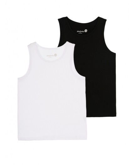 Майка трикотажная для мальчиков, 2 шт в комплекте черный,белый