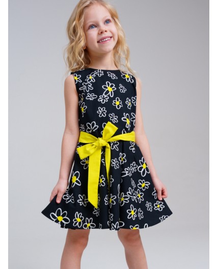 Платье текстильное для девочек черный,белый,жёлтый