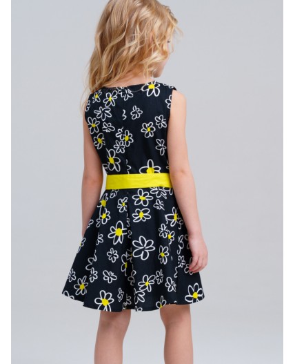 Платье текстильное для девочек черный,белый,жёлтый