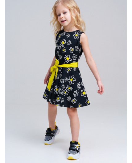 Платье текстильное для девочек черный,белый,жёлтый