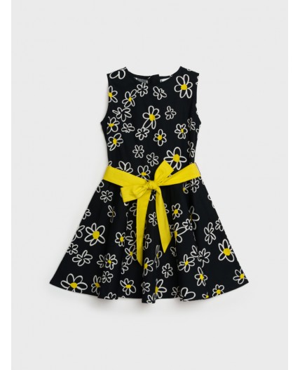 Платье текстильное для девочек черный,белый,жёлтый