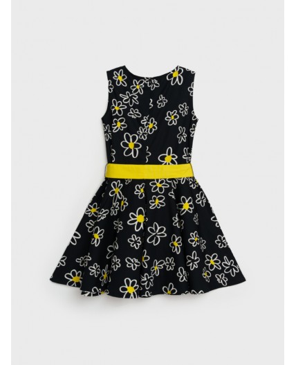 Платье текстильное для девочек черный,белый,жёлтый
