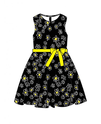 Платье текстильное для девочек черный,белый,жёлтый