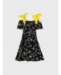 Сарафан текстильный для девочек черный,белый,жёлтый