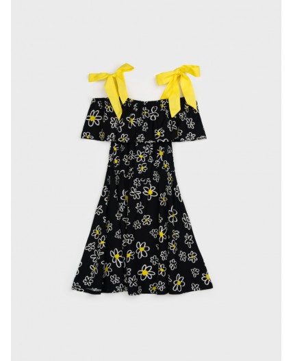 Сарафан текстильный для девочек черный,белый,жёлтый