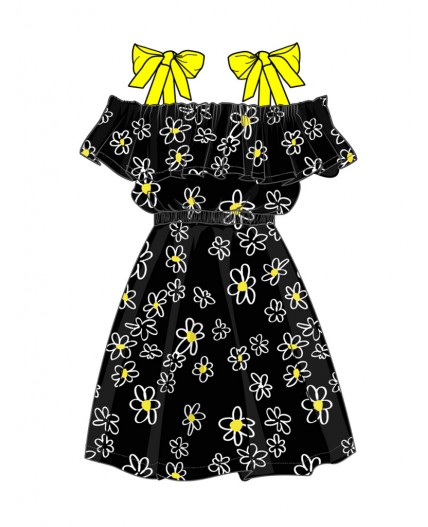 Сарафан текстильный для девочек черный,белый,жёлтый