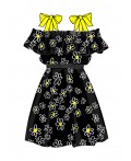 Сарафан текстильный для девочек черный,белый,жёлтый