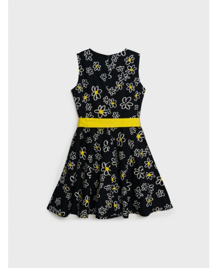 Платье текстильное для девочек черный,белый,жёлтый