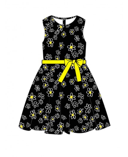 Платье текстильное для девочек черный,белый,жёлтый