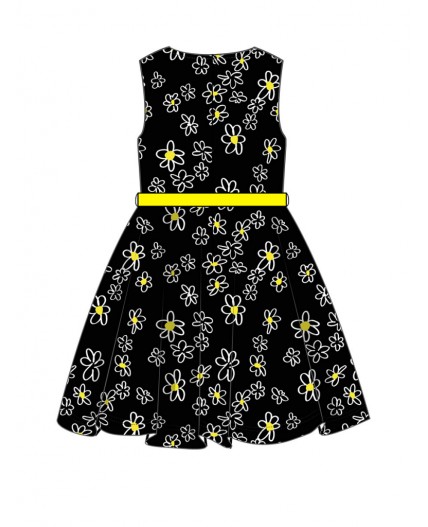 Платье текстильное для девочек черный,белый,жёлтый