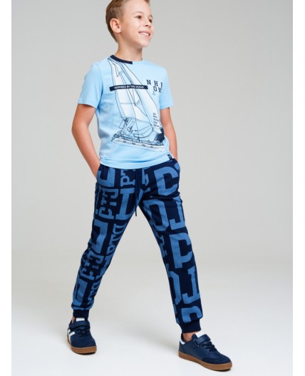 Брюки трикотажные для мальчиков тёмно-синий,синий