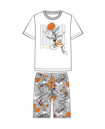Комплект трикотажный для мальчиков: фуфайка (футболка), шорты белый,серый,оранжевый