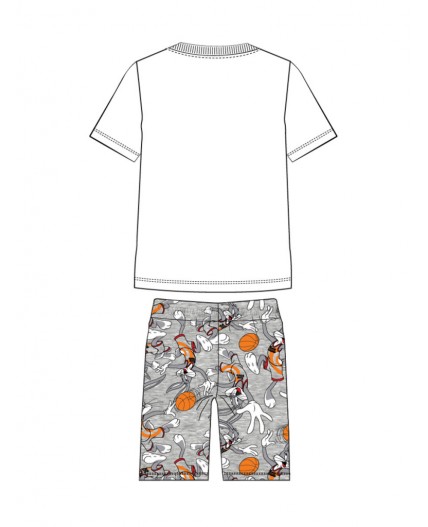 Комплект трикотажный для мальчиков: фуфайка (футболка), шорты белый,серый,оранжевый