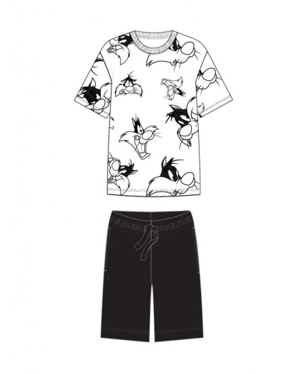 Комплект трикотажный для мальчиков: фуфайка (футболка), шорты белый,черный