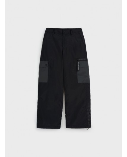 Брюки текстильные с полиуретановым покрытием для девочек черный