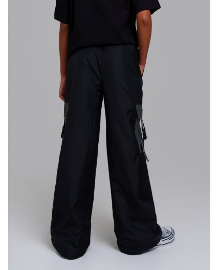 Брюки текстильные с полиуретановым покрытием для девочек черный