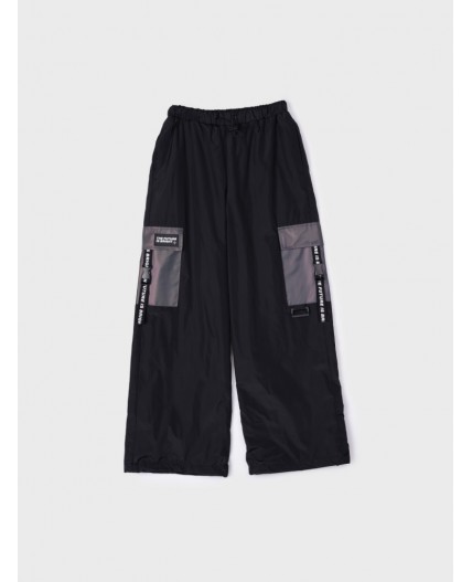 Брюки текстильные с полиуретановым покрытием для девочек черный