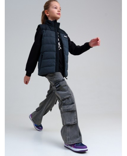 Жилет текстильный с полиуретановым покрытием для девочек разноцветный