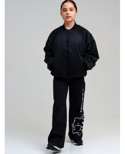 Куртка текстильная с полиуретановым покрытием для девочек черный