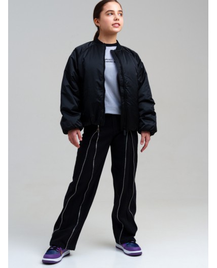 Куртка текстильная с полиуретановым покрытием для девочек черный