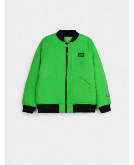 Куртка текстильная с полиуретановым покрытием для мальчиков (бомбер) светло-зеленый,черный