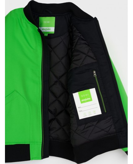 Куртка текстильная с полиуретановым покрытием для мальчиков (бомбер) светло-зеленый,черный