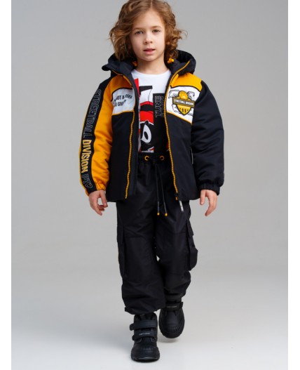 Куртка текстильная с полиуретановым покрытием для мальчиков черный,оранжевый,белый