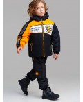 Куртка текстильная с полиуретановым покрытием для мальчиков черный,оранжевый,белый