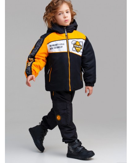 Куртка текстильная с полиуретановым покрытием для мальчиков черный,оранжевый,белый