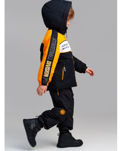 Куртка текстильная с полиуретановым покрытием для мальчиков черный,оранжевый,белый