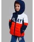 Куртка текстильная с полиуретановым покрытием для мальчиков оранжевый,белый,тёмно-синий