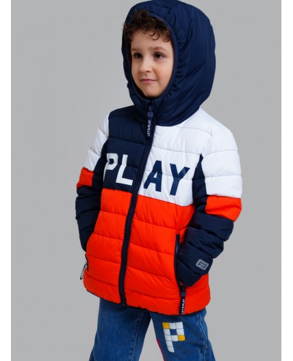 Куртка текстильная с полиуретановым покрытием для мальчиков оранжевый,белый,тёмно-синий