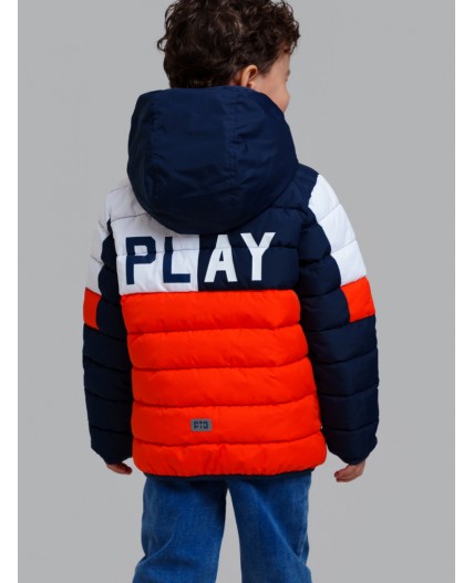 Куртка текстильная с полиуретановым покрытием для мальчиков оранжевый,белый,тёмно-синий