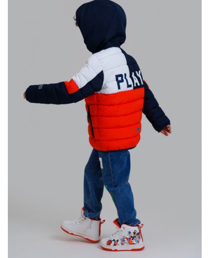 Куртка текстильная с полиуретановым покрытием для мальчиков оранжевый,белый,тёмно-синий