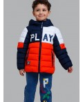Куртка текстильная с полиуретановым покрытием для мальчиков оранжевый,белый,тёмно-синий