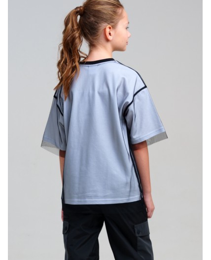 Фуфайка трикотажная для девочек (футболка) белый,черный