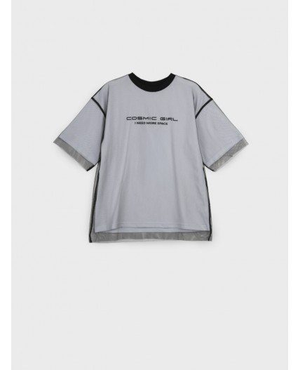 Фуфайка трикотажная для девочек (футболка) белый,черный