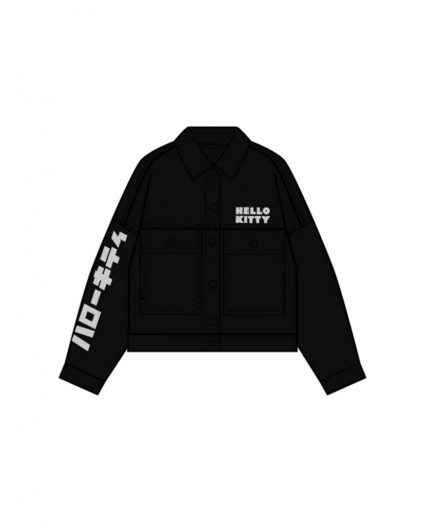 Куртка текстильная джинсовая для девочек черный,белый